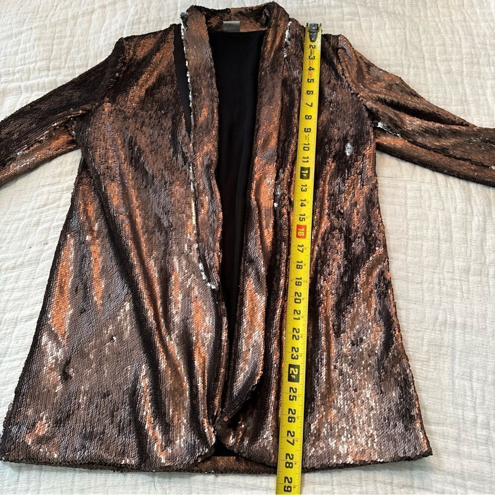 ZARA Metallic two tone Sequin Blazer Jacket Bronze Silver Size S W&B Collection - Picture 10 of 12